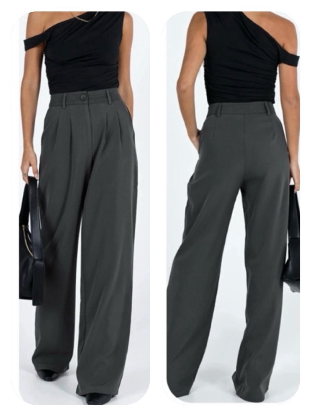 Princess Polly size 2 grey archer high waisted straight leg pants